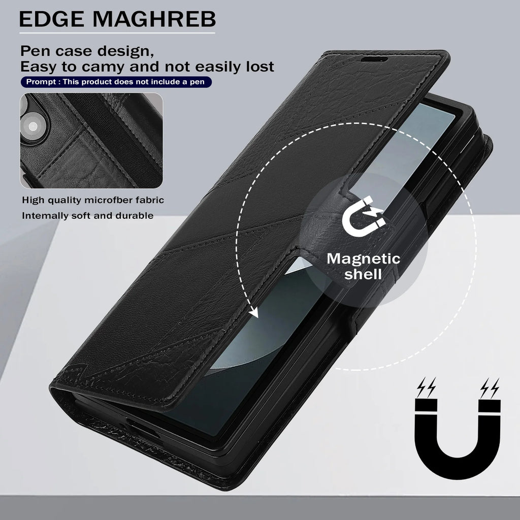 Business Flip Leather Wallet Phone Case for Samsung Galaxy Z Fold 7 6 5 4 3 5G Cards Slot Purse Pocket With S Pen Bag Cover