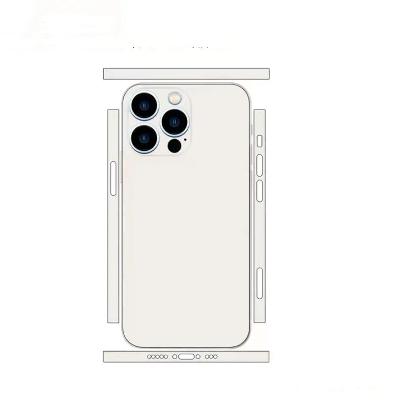Plain Color Decal Skin for iPhone17 16 15 14Pro Max Mini Back Film Cover Wrap Screen Protector Anti-scratch Durable Sticker