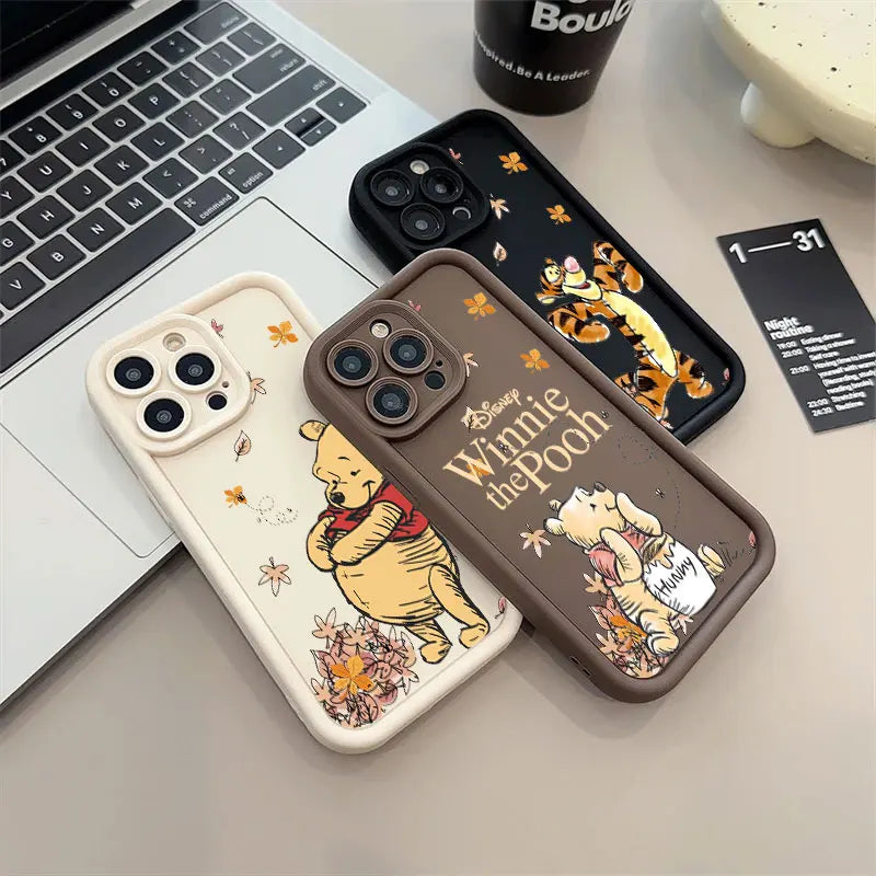 Autumn Winnie The Pooh Leaves Case For Apple iPhone 17E 15 16 14 13 12 11 17 Pro Max 17 Air 16 Plus 16E Phone Protective Cover