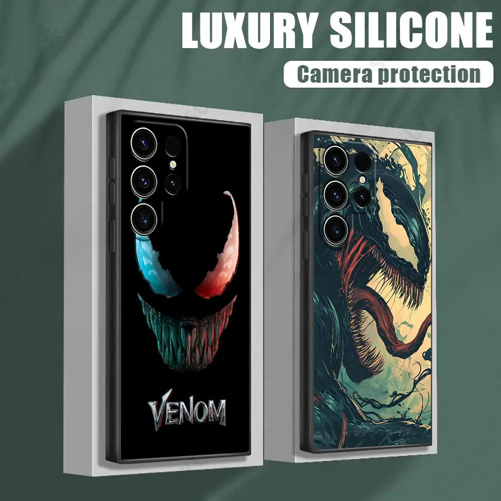 Marvel Black VENOM Art Phone Case for Samsung Galaxy S26 S25 Ultra S24 S23 Ultra S22 Plus S21 S20 S21 FE S26Ultra S25 Soft Funda