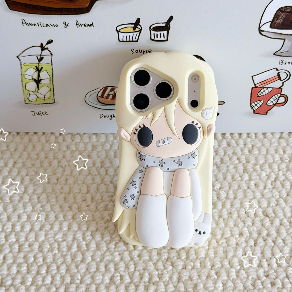 Y2K Cartoon  Little Girl Silicone Phone Case For iPhone 17 16 15 14 13 Pro ProMax Plus 12PM Comfortable Design Preferred Gift
