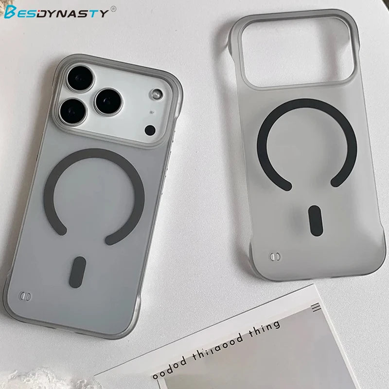 Frosted Hard Frameless Magnetic For Magsafe Case For iPhone 17 Air 16 15 14 Plus 13 12 11 17 Pro Max Translucent Thin Back Cover
