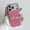 Fashion Dreamy Oil Painting Pink Lines Good Luck Pony Stars Cute Phone Case For iPhone 17 16 15 14 13 12 11 Pro Max Plus Cover