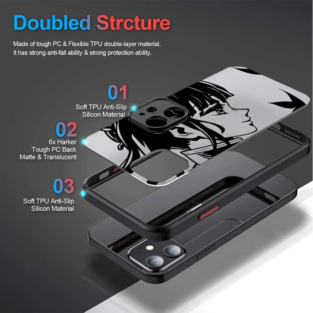 Demon Slayer Kimetsu No Yaiba Phone Case for Apple iPhone 15 Pro Max 13 14 Plus 12 Mini 11 Pro XR 8 SE 7 XS MAX Matte Cover