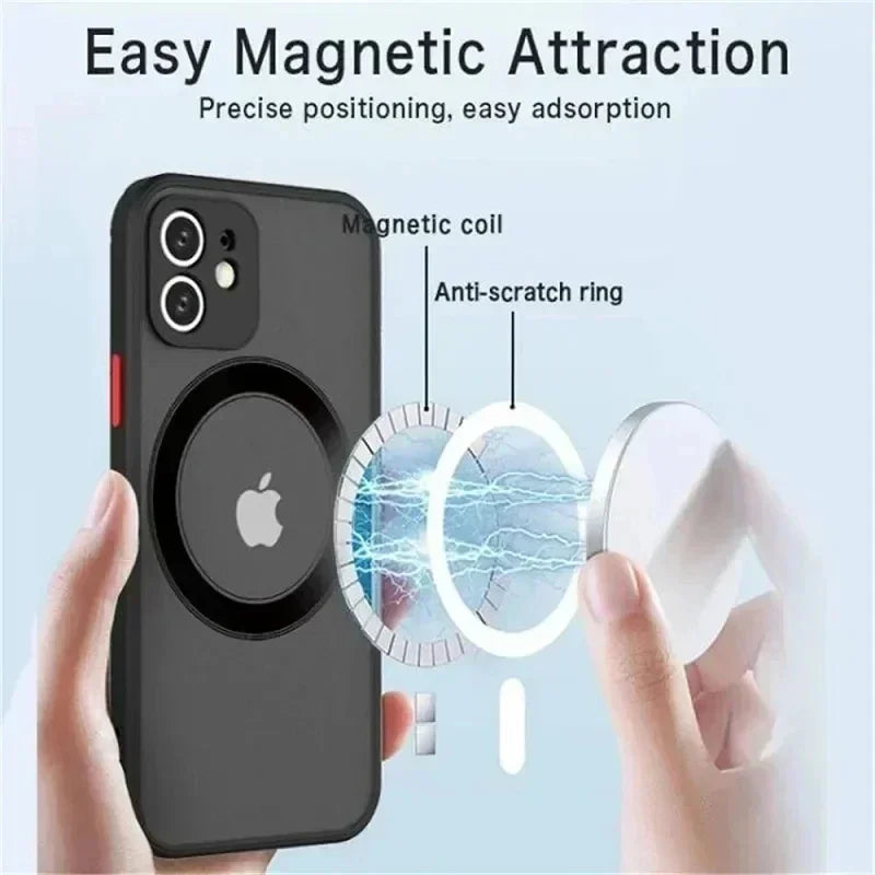 Hard Matte Case For iPhone 16 17 Air 16e 15 14 13 Mini 12 11 Pro Max Plus Phone For Magsafe Magnetic Wireless Charge Cover funda