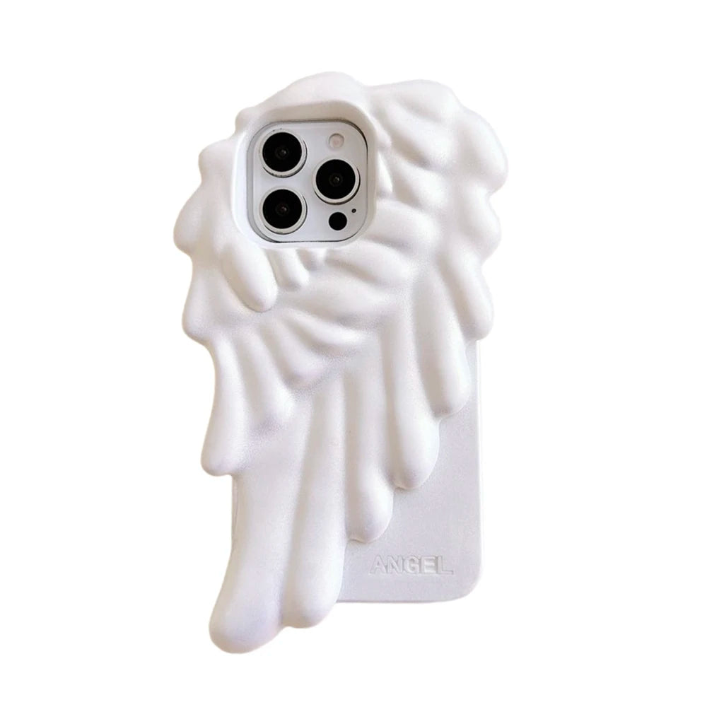 3D Angel Wings Shockproof Cover Cartoon Shatter Silicone Soft Case For iPhone 17 Air 16 15 14 13 12 Pro Max Phone Cases