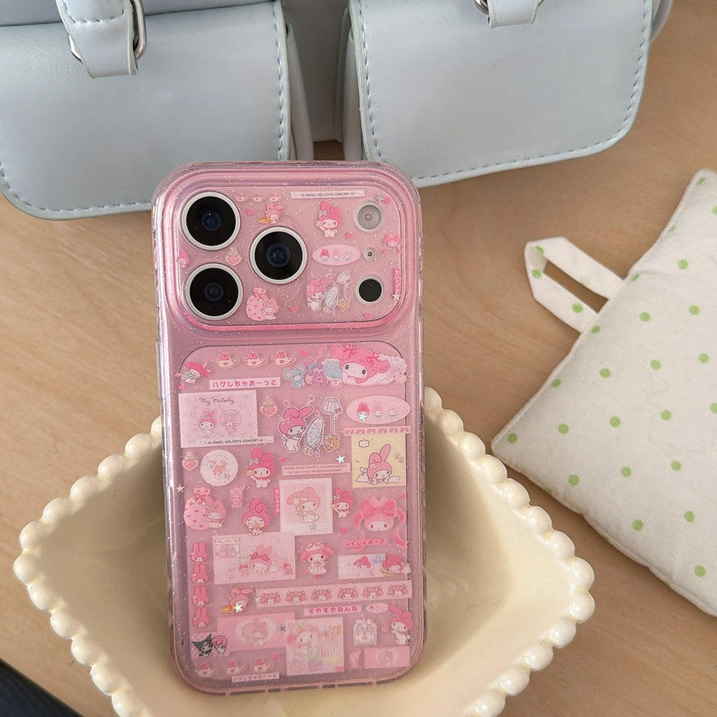 Luxury Double Layer Collage Melody Hot Sale Phone Case For iPhone 17 Pro 15 Pro 14 16 Pro Max Shockproof Protective Cute Cover
