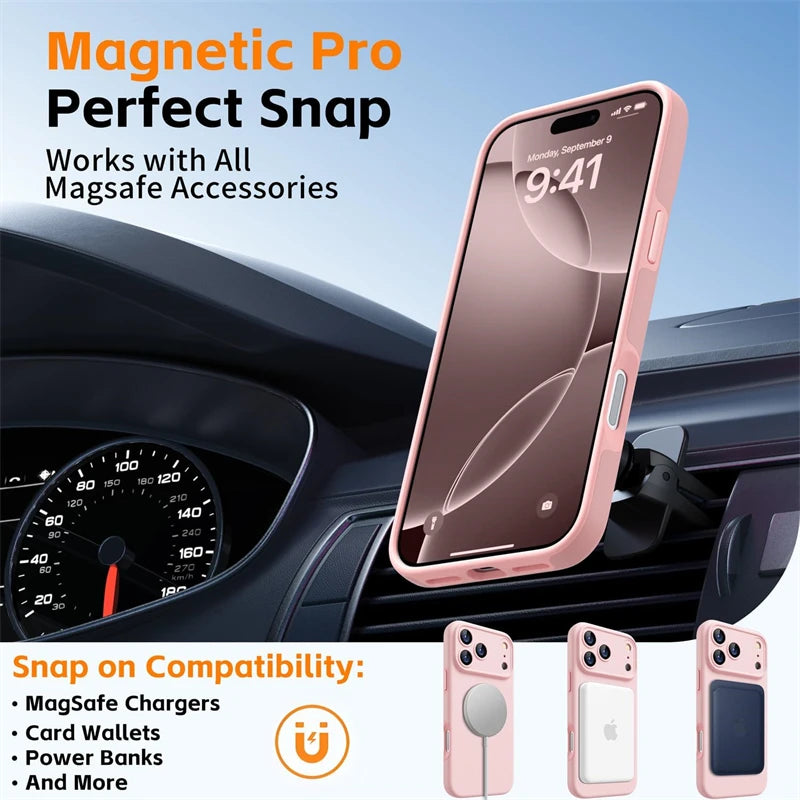 Magnetic Silicone Soft Case for Magsafe IPhone 17 Air 16 15 14 13 12 Pro Max Plus 17Air 17Pro i Phone i17 ProMax Mag Safe Cover