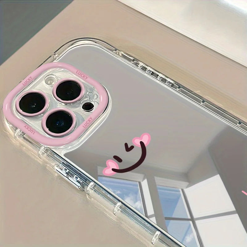 Playful Smile Makeup Mirror Phone Case For iPhone 17 16 14 13 12 11 Pro Max 7 8 Plus SE2 X XS XR Cover For iPhone 16E Hard Cases