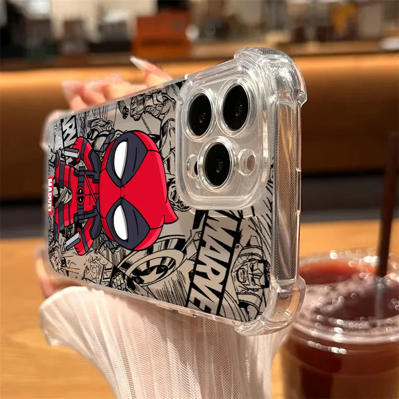 Marvel Ironman Deadpool Case For Samsung Galaxy A17 A37 A57 A07 A56 A26 A36 A06 A16 A55 A35 A25 A15 A05 A54 A52 A34 Clear Cover
