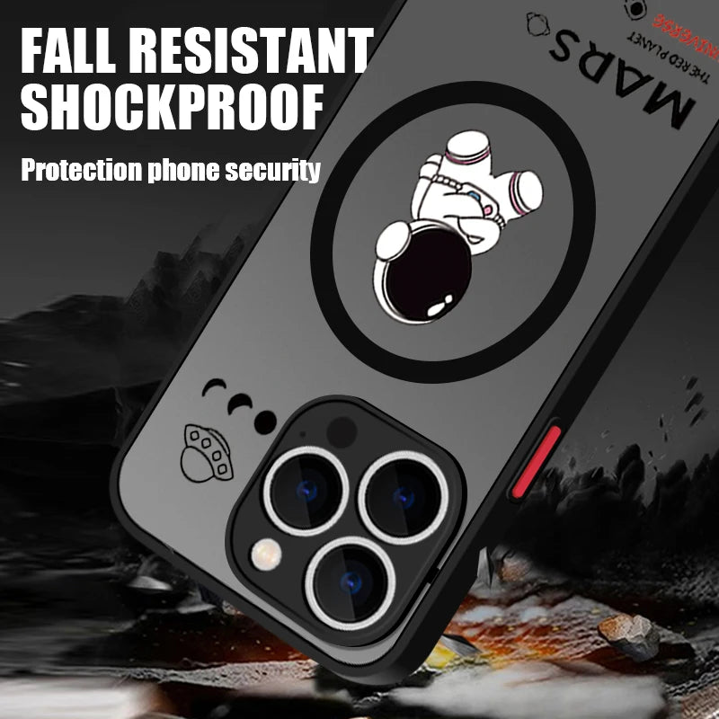 Magnetic For Magsafe Astronaut Phone Case For iPhone 17e 16e 17 16 15 Pro Max 14 13 12 Pro 16 15 Plus 11 Shockproof Matte Cover