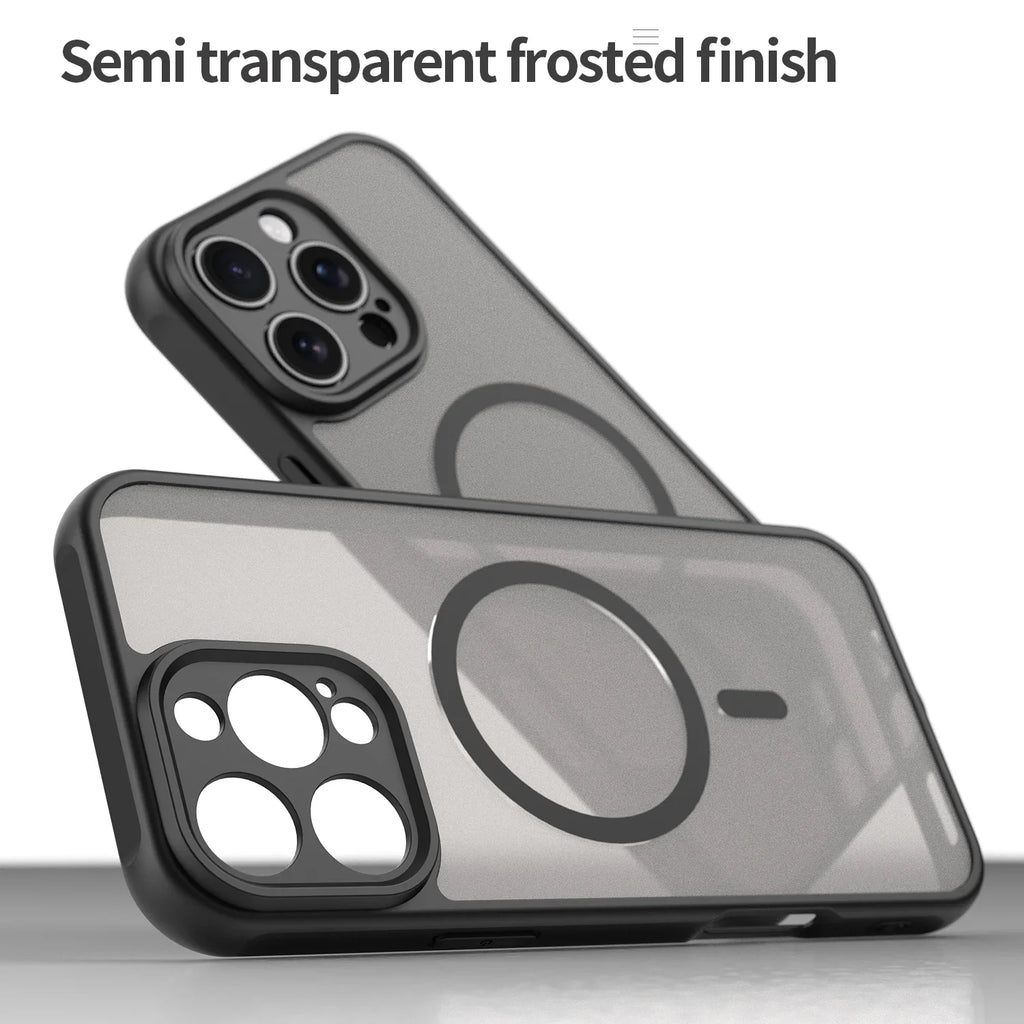 For Magsafe Magnetic Wireless Charge Frosted Case For iPhone 16 15 14 13 12 Pro Max Plus Funda Shockproof Matte Back Cover Coque