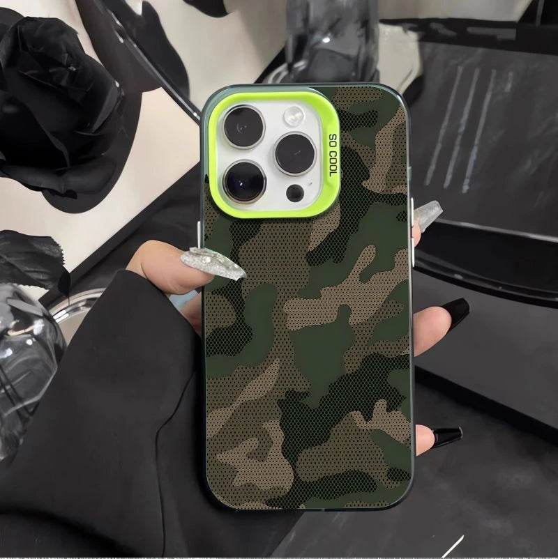 Luxury Green Camouflage Pattern Phone Case For iPhone 17 11 13 14 12 15 16 Pro Max XS X XR 7 8 Plus SE2 Shockproof Bumper Cover