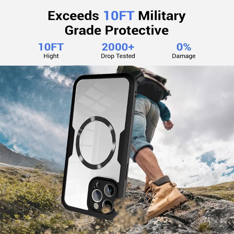 Magnetic For Magsafe 360 Full Body Front+Back Clear Case For iPhone 16 15 11 12 13 14 Pro Max Silicone Bumper Shockproof Cover