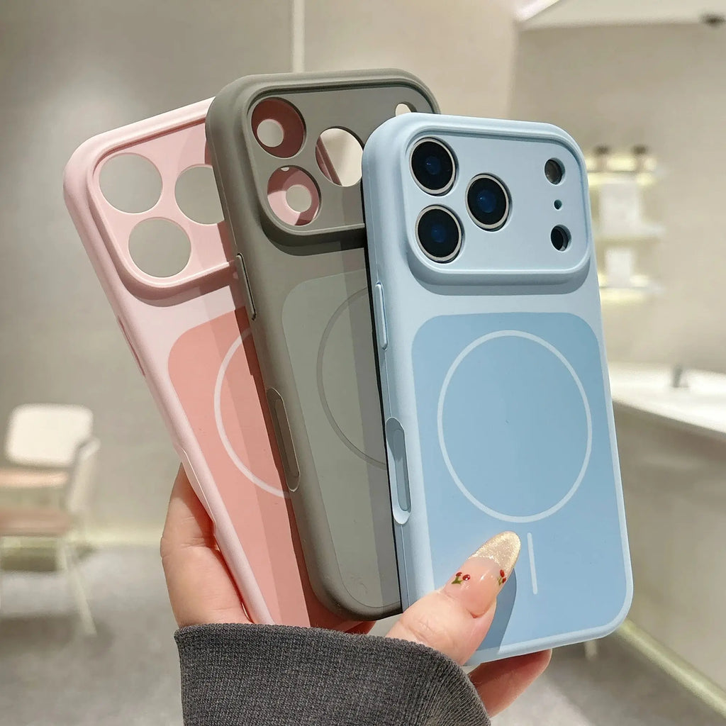 Official Liquid Silicone For MagSafe Magnetic Phone Case For iPhone Air 17 16 15 14 13 Pro Max Plus Solid Color Matte Soft Cover