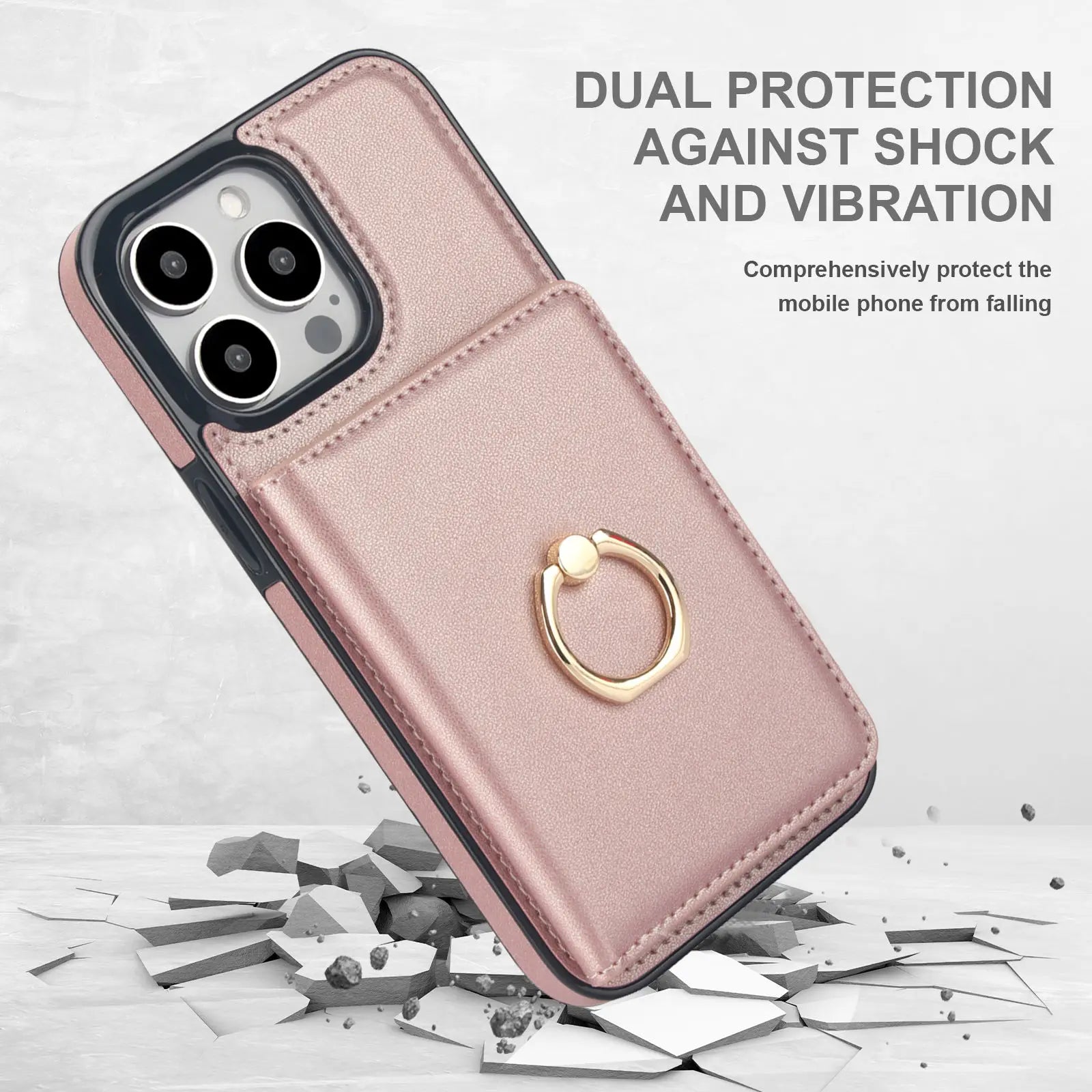 Wallet Case with Card Holder, 360° Rotation Ring Kickstand Magnetic Clasp for iPhone 16 15 14 13 12 11 Pro Max SE 2022 XR XS Max