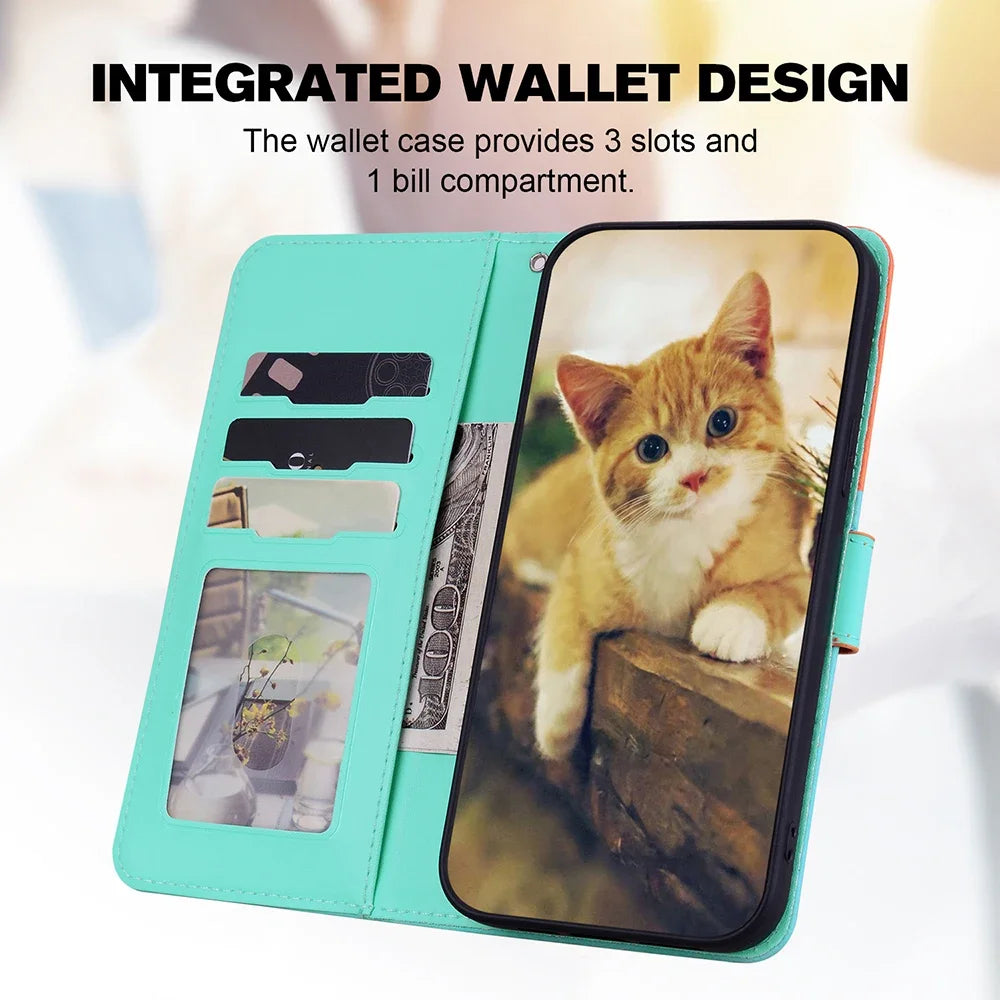Lovely Phone Case For Samsung Galaxy S25 S24 S23 A14 A15 A16 A24 A25 A26 A34 A35 A36 A54 A55 A56 Card Holder Flip Wallet Cover