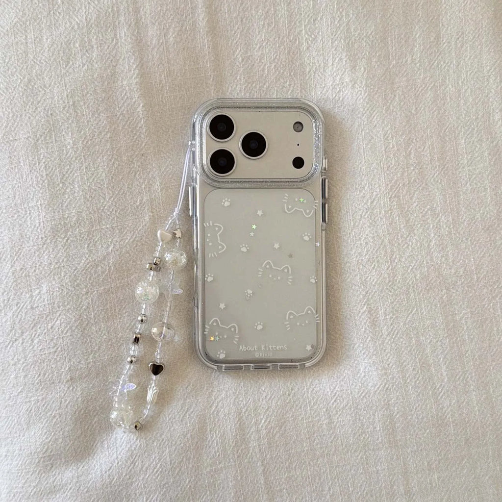 Cute cat line shiny stars paw print ins imd back cover for iphone 17 14 15 promax 13 16 pro max phone case bacelet capa