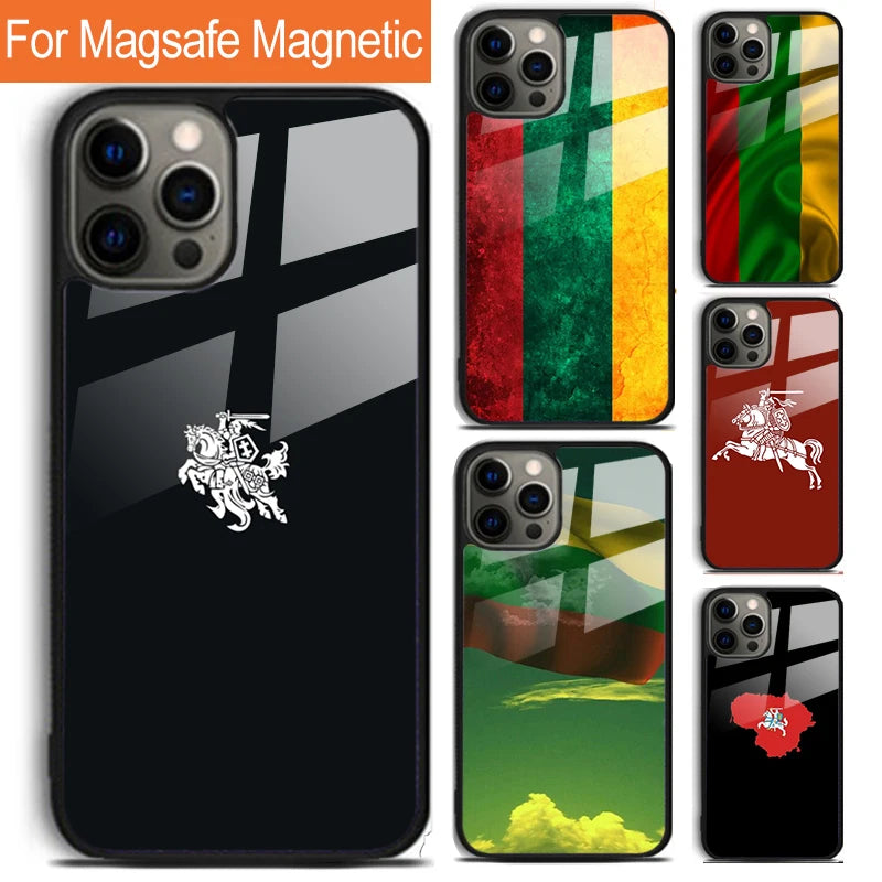 Lithuania Flag Lithuanian Phone Case For iPhone 17 Air 16 15 14 12 Pro Max Plus Magsafe Magnetic Wireless Charging Cover