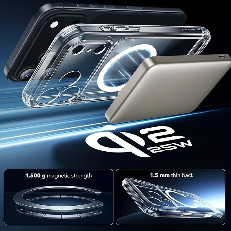 Transparent Magnetic Case for iPhone 17 Air 16 15 14 Plus 13 12 11 Pro Max Magsafe Wireless Minimalist Design Charger Cover