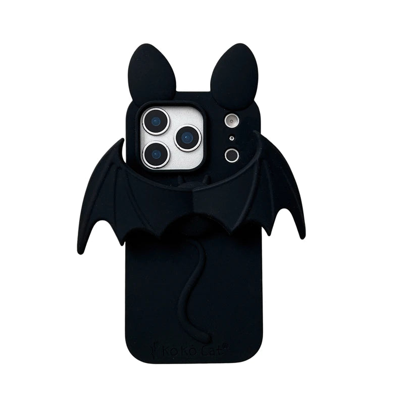 Cartoon Bat Cute Cat Ears Silicone Soft Case for IPhone 17 16 15 14 13 Pro Max 17Pro IPhone17 i17 ProMax Phone Cover Accessories