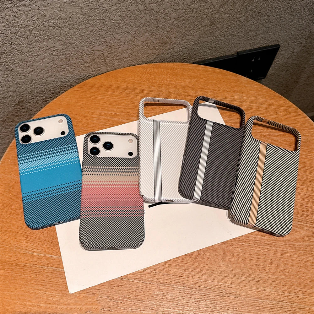 Kevlar Carbon Fibre PC Hard Case for iPhone 17 Air 16 Pro Max 15 14 Plus 13 12 11 Shockproof Camera Bumper Ultra Thin Cover