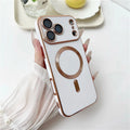 Luxury Plating Silicone Phone Case For iPhone 17 13 15 14 16 12 11 Pro Max Plus Air For Magsafe Magnetic Cover For iPhone 17 Pro