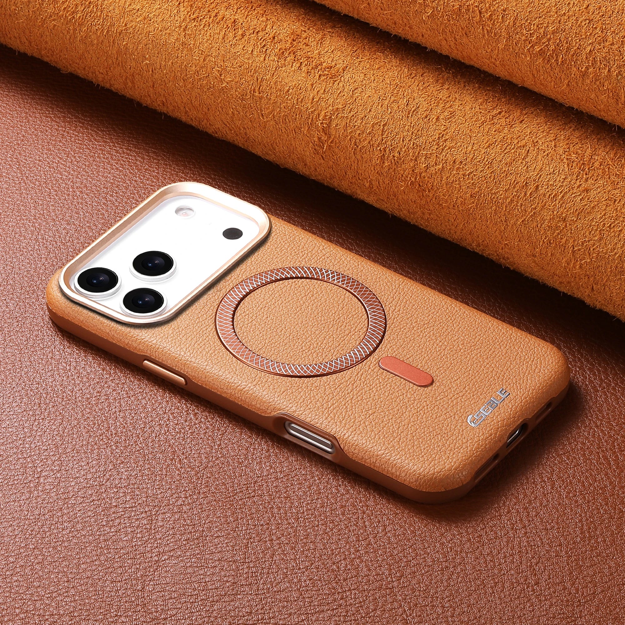 Lychee Pattern PU Leather Magnetic Case For IPhone 17  16 15 14 13 Pro Max Light Thin Wireless Charge Shockproof Cover