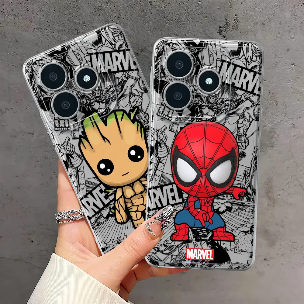Case for Honor 90 Lite X8 X7b X9b X8b X9a X8a Soft Phone Cover Cartoon Spider Iron Man Groot