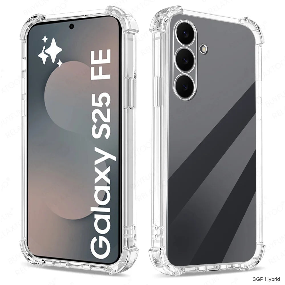 For Samsung Galaxy S25 FE Case Transparent Shockproof Cover SamsungS25FE S25FE 5G Camera Protection Back Fundas TPU Shell Bumper