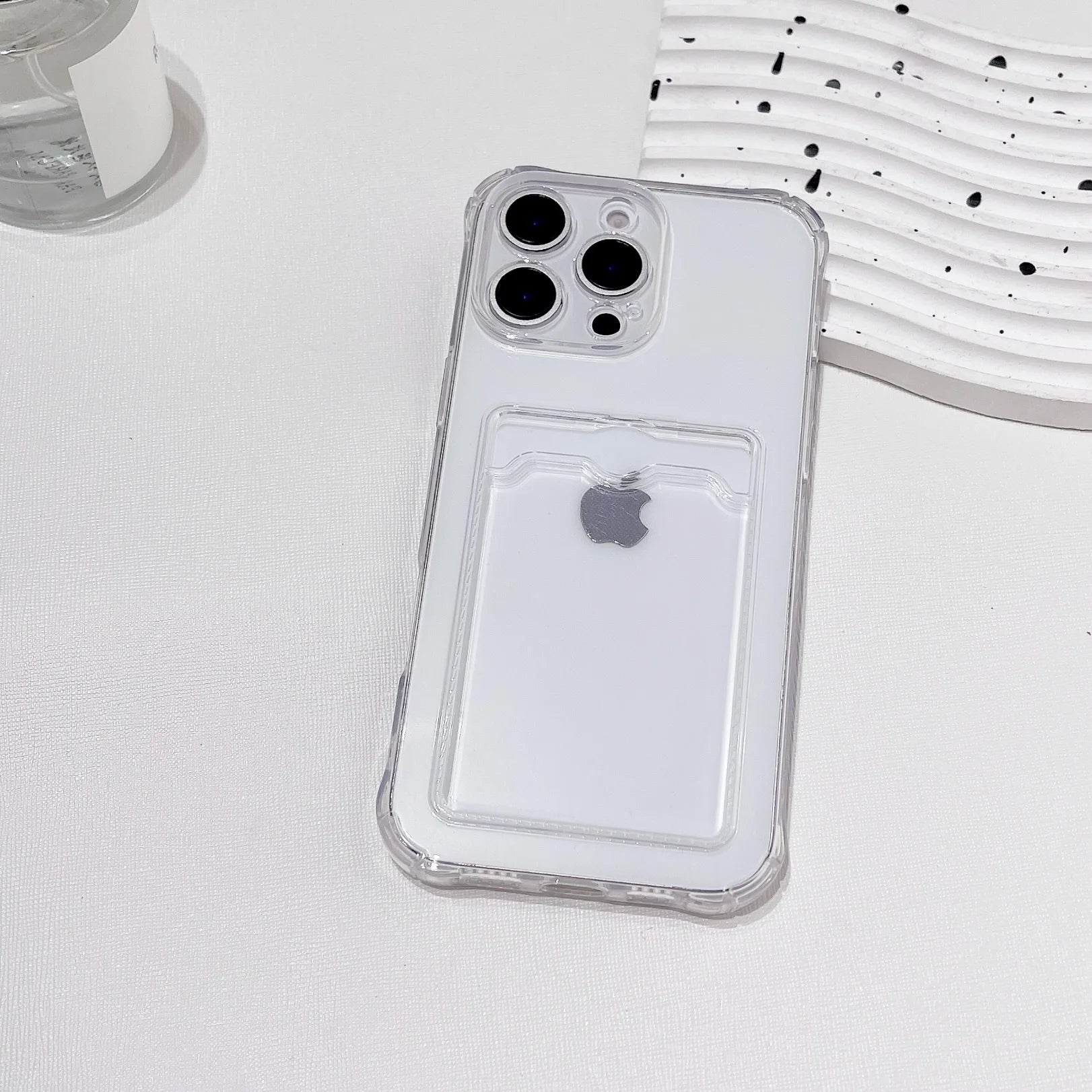 Shockproof Card Slot Pocket Phone Case For iPhone 17 16 15 14 13 12 11 Pro Xs Max 6 7 8 Plus Air 17e 16e XR Clear Wallet Cover