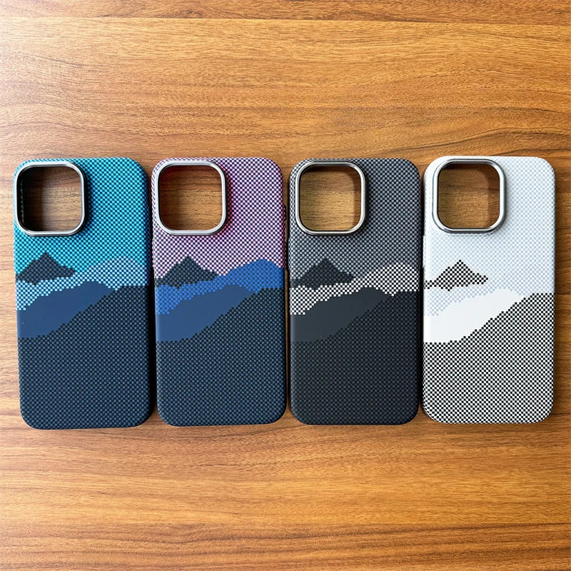 Carbon Fibre Relief Magnetic Case for iPhone 16 15 17 Pro Max Magnets Charging Thin Light Shell Camera Alloy Frame Phone Shields