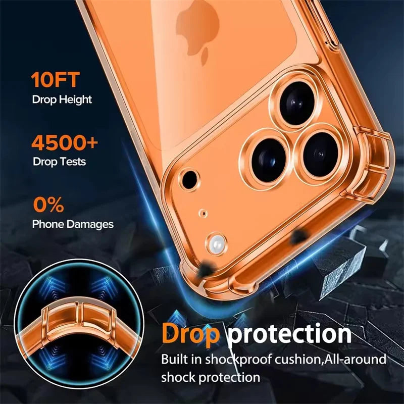 Air-Bag Shockproof Silicone Clear Case For iPhone 17 Air 16 15 14 11 12 13 Pro Max Mini XS XR 15 16 Plus Transparant Back Cover