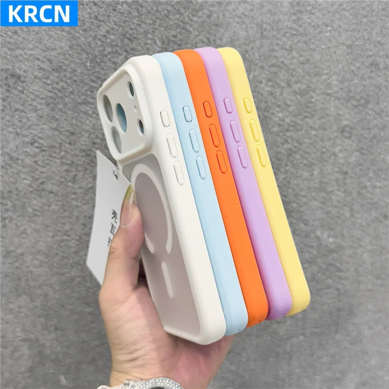 Magnetic Full Lens Protection Matte Translucent Case For iPhone 17 16Pro 17Pro 17Pro Max Touch Camera Button For Magsafe Cover