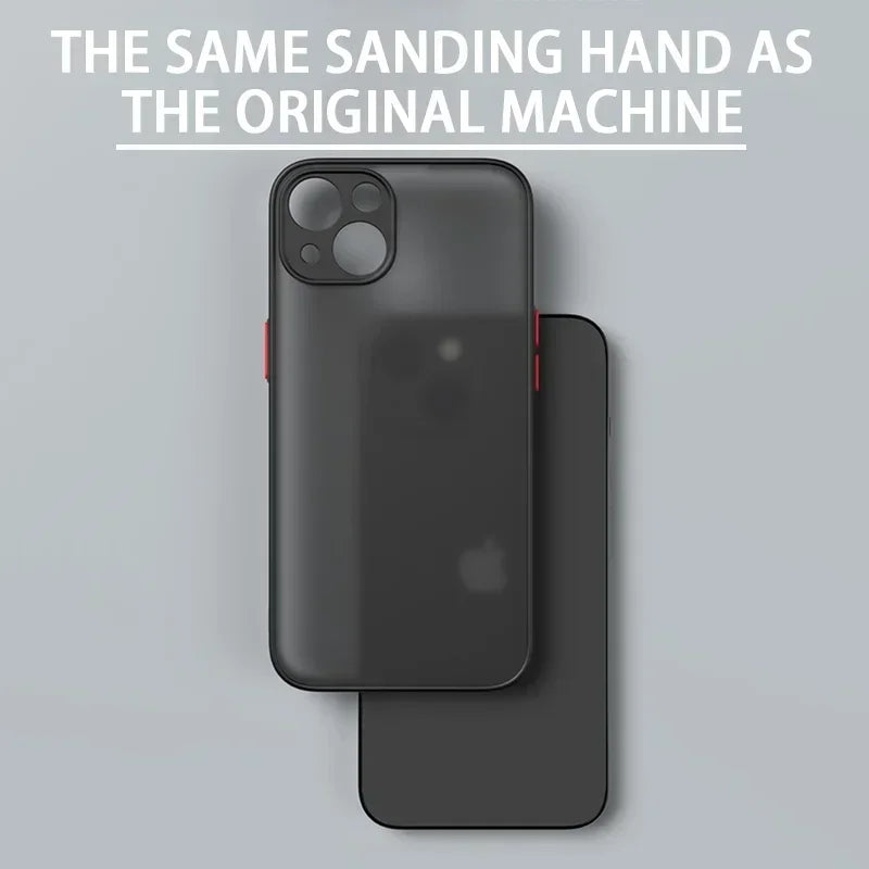 Luxury Shockproof Thin Matte Case For iPhone 16 15 14 Plus 13 12 11 Pro Max Plus Silicone Bumper Clear Hard Cover Capa funda