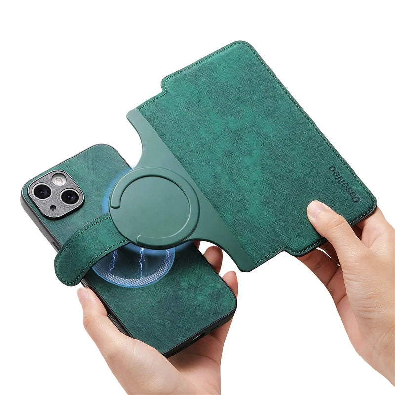 2 in 1 Magnetic Flip Leather Case for IPhone 17 Air 16 E 15 14 13 12 Pro Max Plus 17Air 16E 17Pro I17 Magsafe Card Wallet Cover