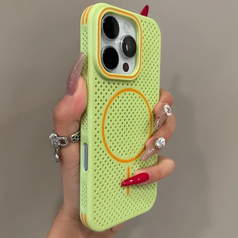 Luxury For Magsafe Heat Dissipation Candy Phone Case For iPhone 17 16 15 14 13 12 Pro Max Plus 17 Air Magnetic Bumper Back Cover