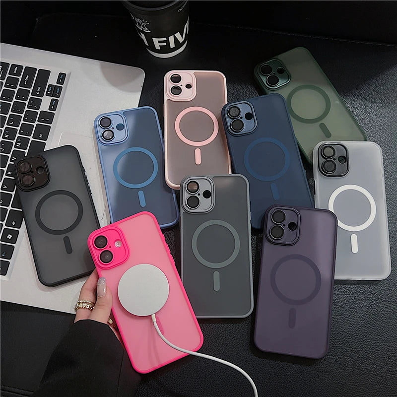For Luxury Magsafe Magnetic Bumper Shockproof Phone Case For iPhone 11 12 13 15 16 Pro Max 17 Air Lens Protector On 14Plus Cover