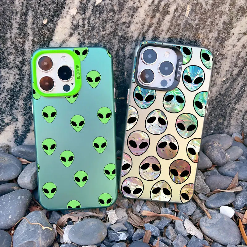 Funny Cartoon Alien Laser Phone Case for iPhone 17 14 11 Pro Max 16 15 Pro Max 13 12 Mini Pro Max 16 15 14 Plus Shockproof Cover