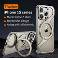 Metal Z Type Magnetic Case for iPhone 17 16 15 14 Pro Max Aluminum Alloy Rimless MagSafe Snap-on Bracket Shockproof Phone Cover