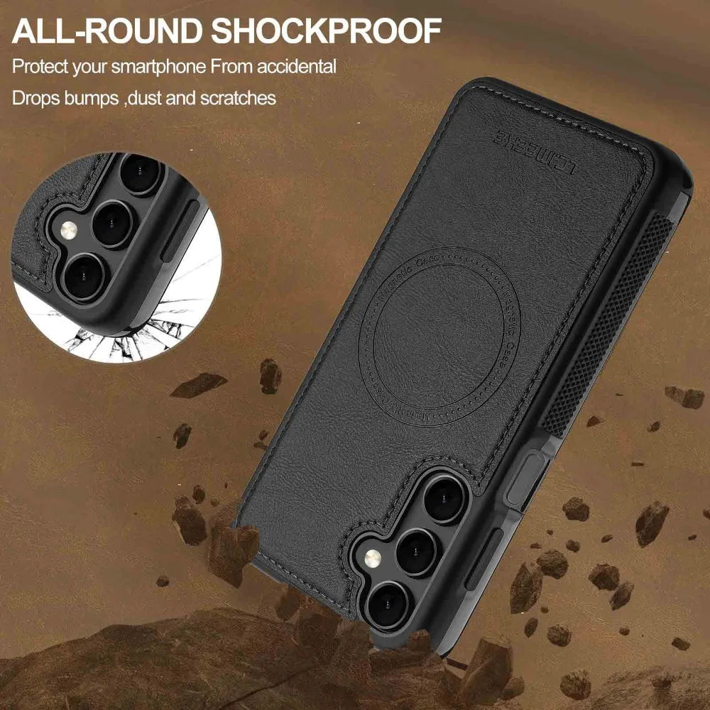 Magnetic Leather Phone Case for Samsung Galaxy S26 S25 S24 S23 S22 S21 Plus Ultra A55 A56 A54 A36 A35 A16 5G Mag-safe Soft Cover