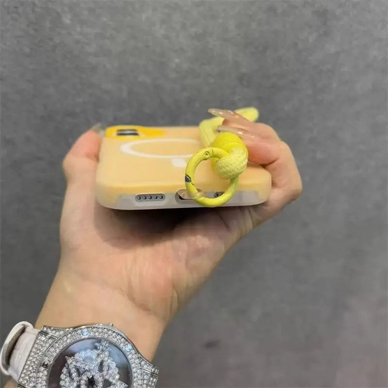for Magsafe Candy Contrast Lanyard Magneti Case for iPhone 17 16 15 Pro Max 14 Plus 11 12 13 17 Air Hand Wrist Strap Matte Cover