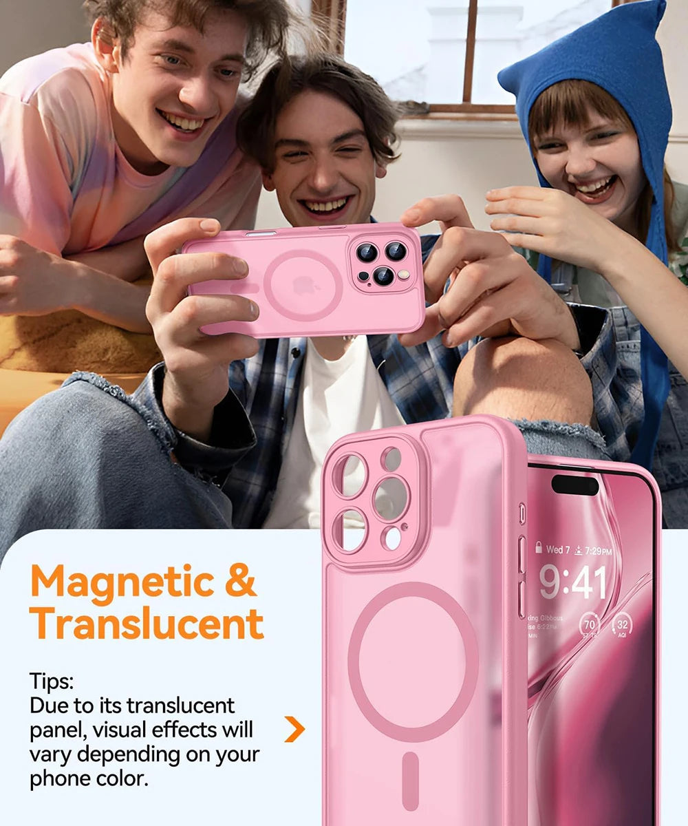 Luxury Transparent Candy Color Matte Hybrid Hard Case For iPhone 16 15 14 13 12 11 Pro Max Plus Soft Strong Magnetic For Magsafe