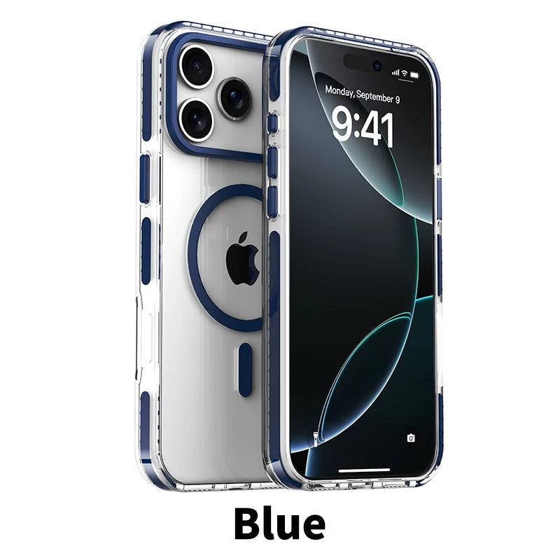 Luxury Magnetic Colorful Border Case for iPhone 17 Air 16 Pro Max 15 14 Plus 13 12 For Magsafe Wireless Charge Shockproof Cover