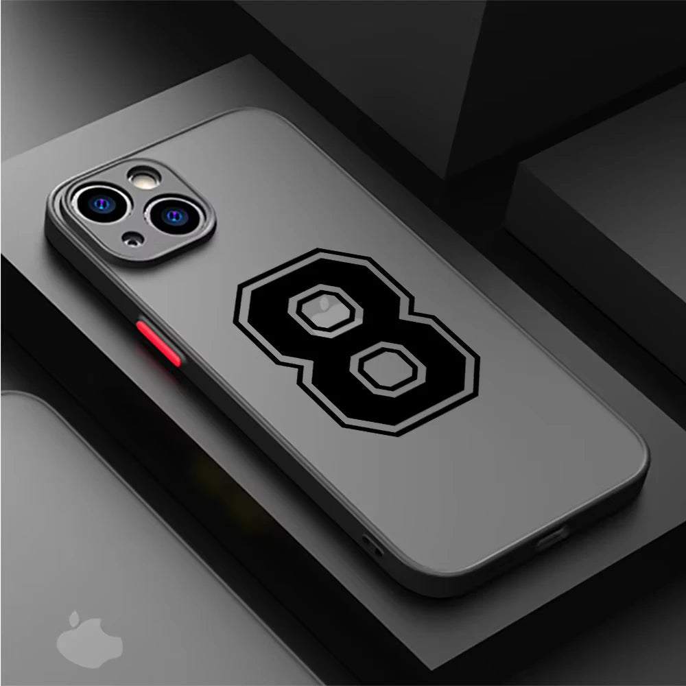 Case for iPhone 17 16 15 14 13 12 11 Pro Max X XS Max XR 17 Air Matte Cover Football Star Numbers Line Back Luxury