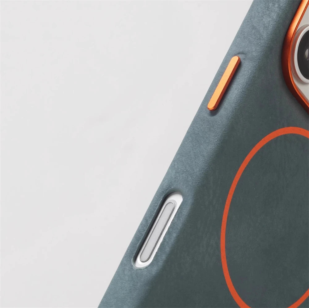 Luxury Magnetic Elephant Skin Texture PU Leather Case For iPhone 17 Pro Max Air 16 15 14 13 MagSafe Alloy Lens Shockproof Cover