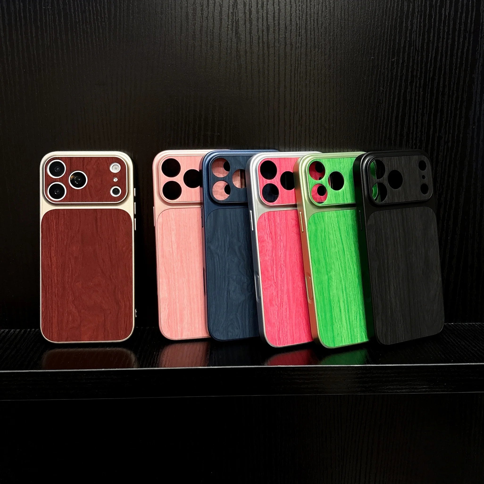 New Wood Grain Simple Phone Case For iPhone 11 12 13 14 15 16 17 Pro Max 15 16 Plus Shockproof Large Window Fashion Phone Cover