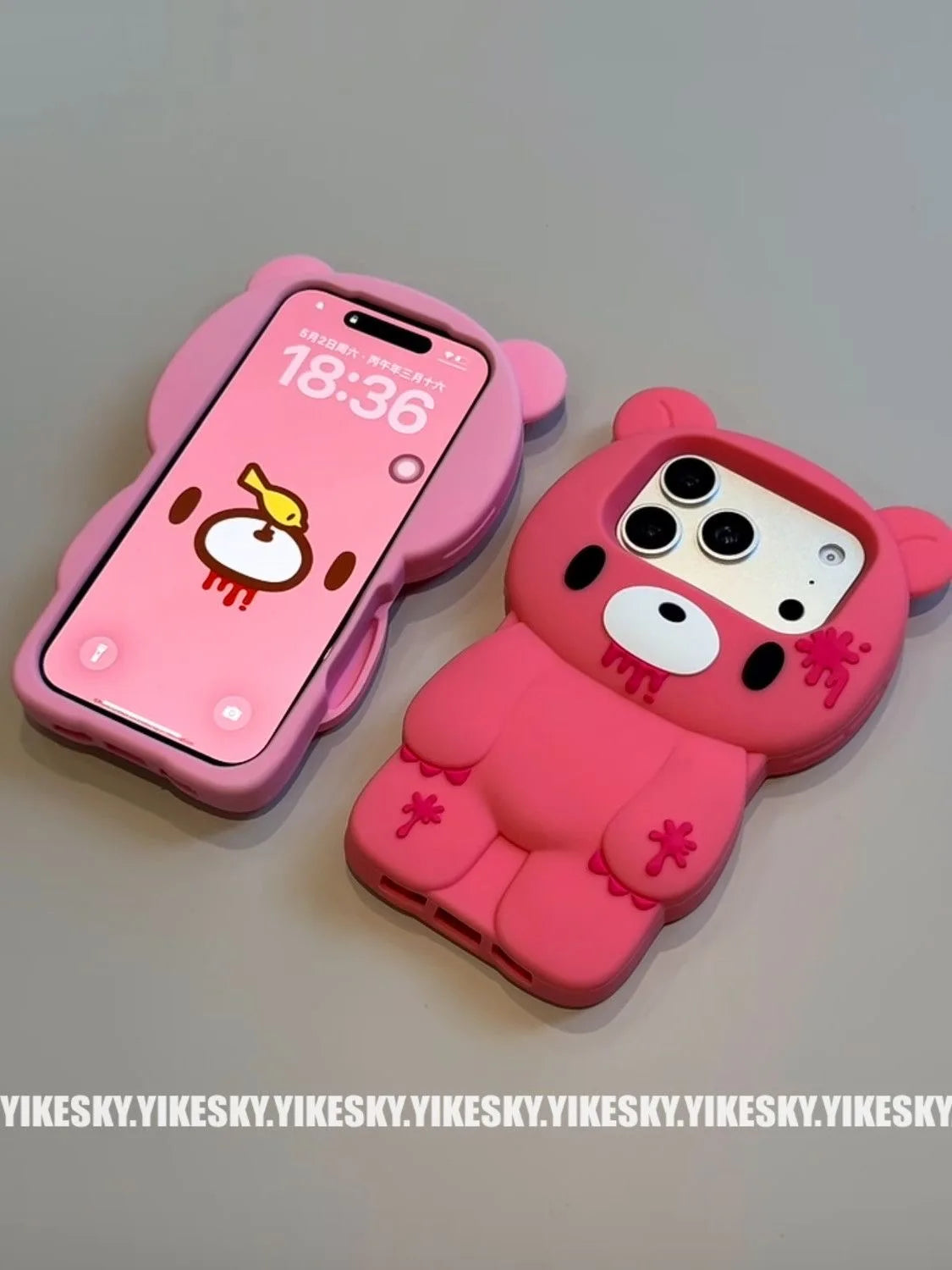 Bear Silicone Phone Case, Cute Cartoon Protective Cover, Multi-Size Options Available