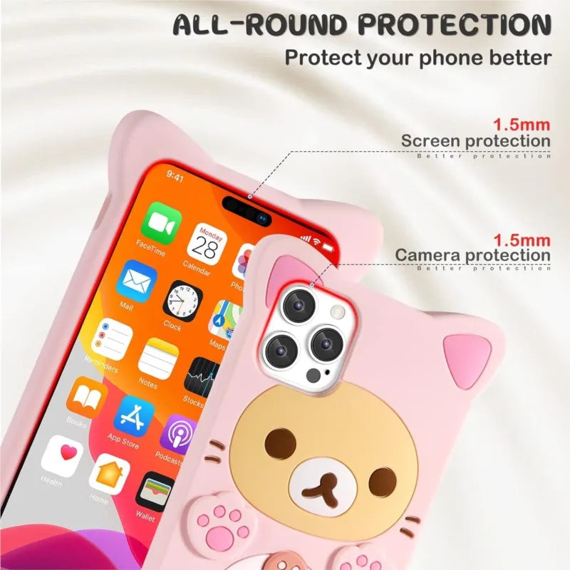 Rilakkuma Cat Bear For Samsung Galaxy A15 A14 A53 A54 S20 FE S22 S23 S24 Plus Silicone Soft Cover Case