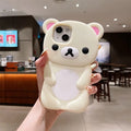 Couple Rilakkuma Bear 3D Cartoon Case for iPhone 16 Pro Max 15 14 Plus 13 Mini 12 Pro 11 X XS XR 7 8 SE Silicon Back Phone Cover